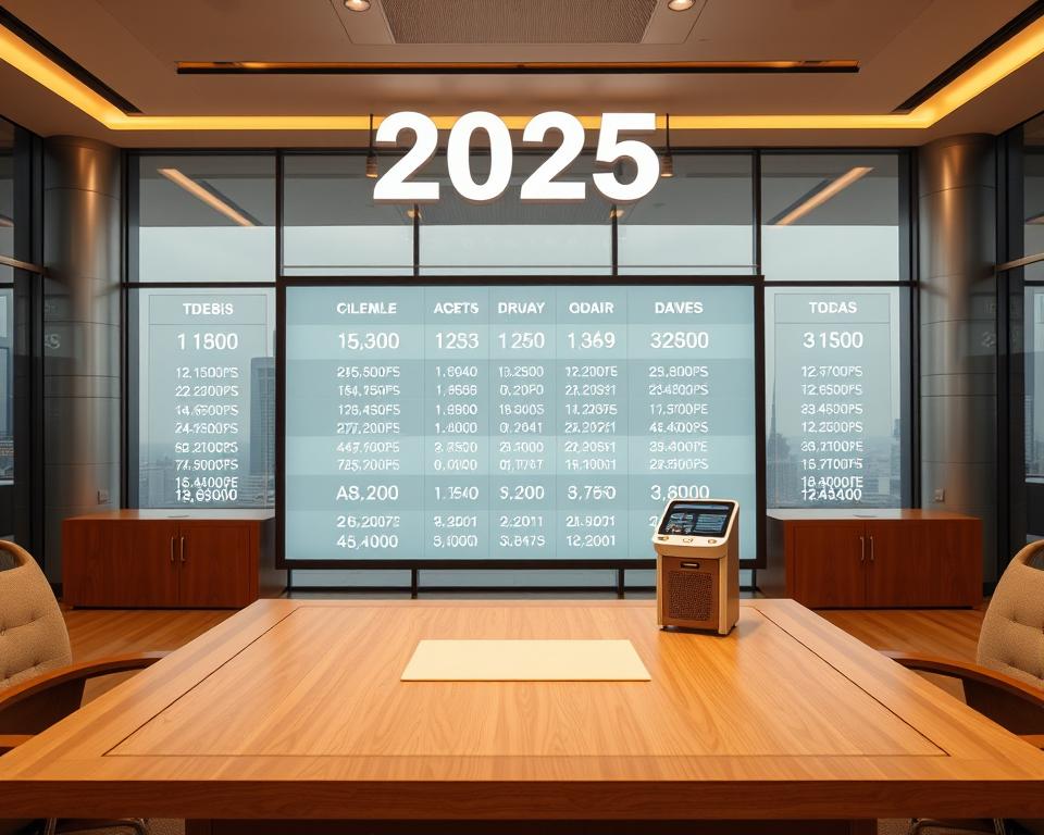 A neatly organized 2025 lottery drawing schedule, presented against a backdrop of a sleek, modern lottery office interior. The foreground features a large, elegant wooden drawing table with a minimalist design, upon which rests a shiny TD88 lottery machine. Soft, warm lighting illuminates the scene, creating a sense of professionalism and anticipation. In the middle ground, a large digital display showcases the upcoming drawing dates for various provinces, with clean, legible typography. The background showcases a panoramic view of the lottery office, with glass walls offering a glimpse of a bustling city skyline outside. An atmosphere of precision, transparency, and excitement permeates the entire composition.
